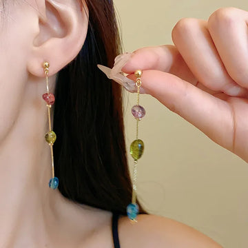 DAIIIBABYYY  -  Geometric long earrings niche simple design tassel earrings